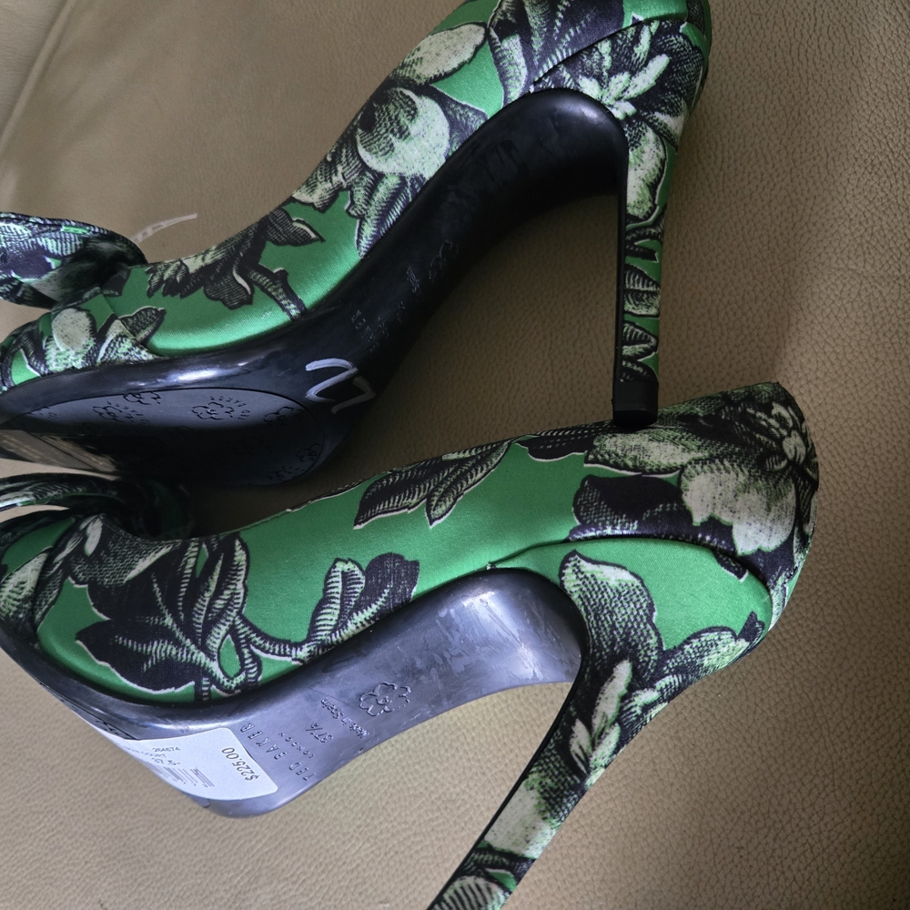 Green Floral Women's Heels